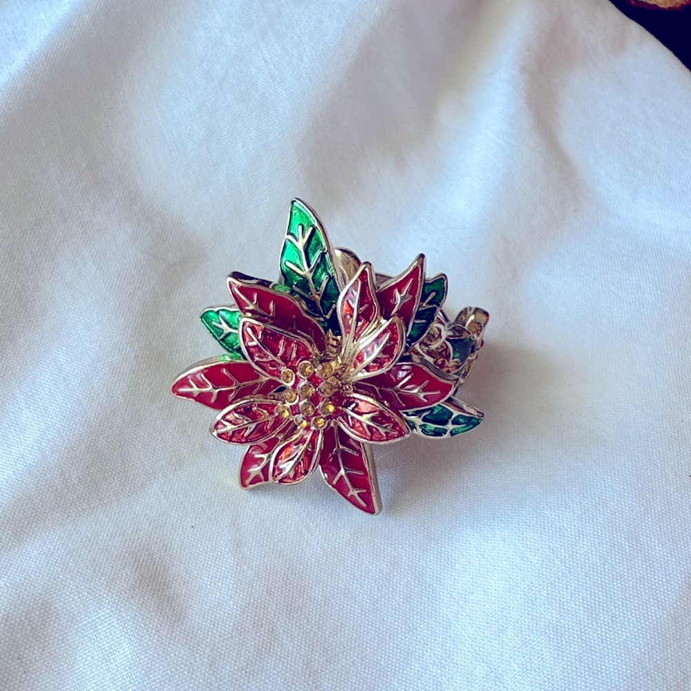 Ritzy Couture Poinsettia Enamel Ring